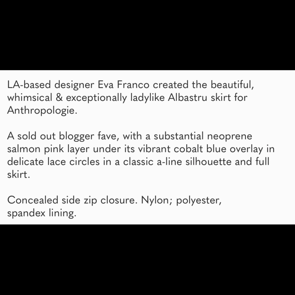 Anthropologie Eva Franco Albastru Circle Skirt Size 8 Blue Lined - Picture 3 of 8